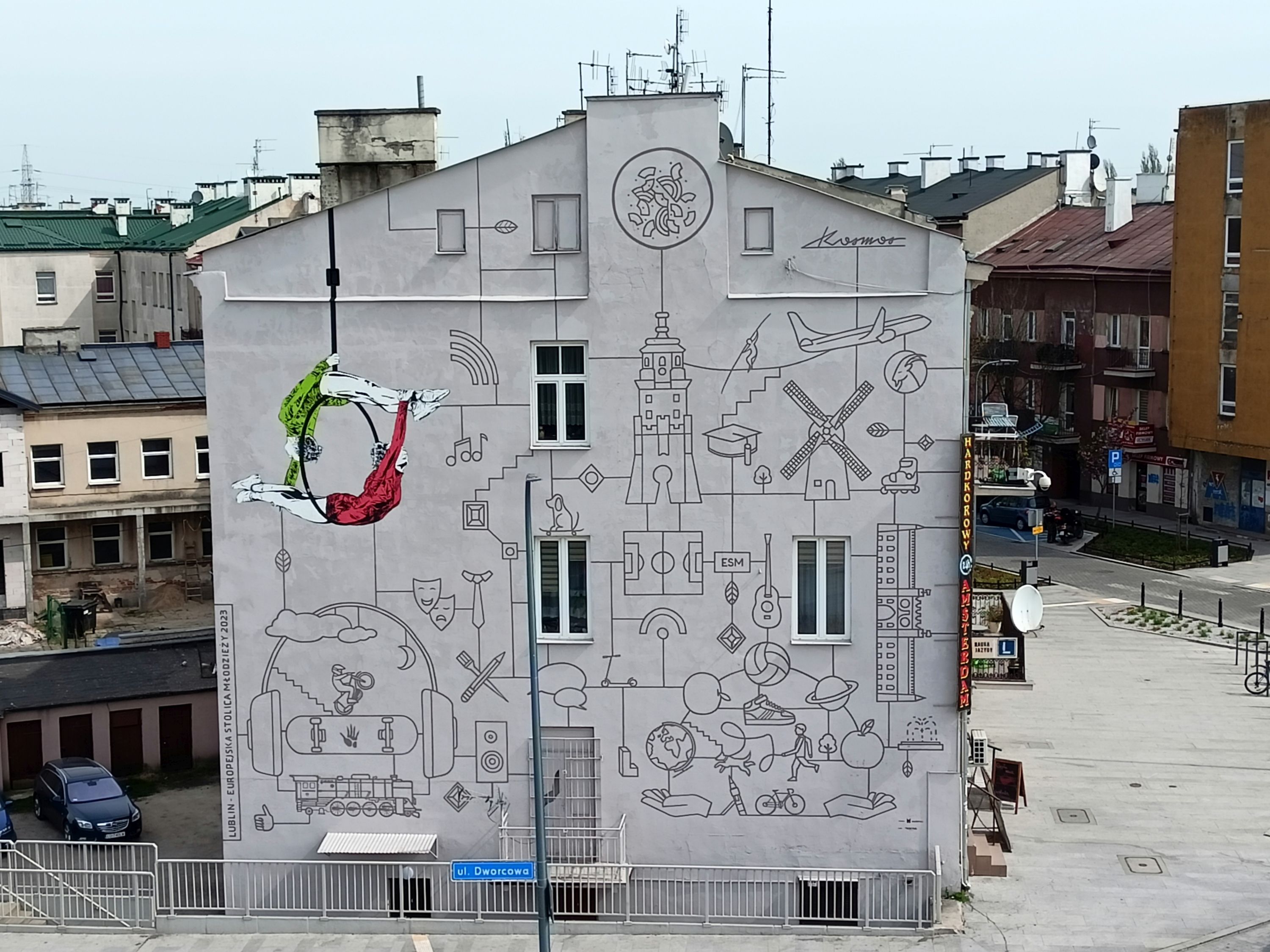 mural dworzec lublin symbole miasta